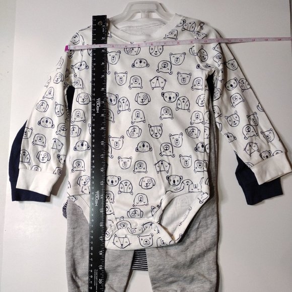 Carter's Baby boy 3-piece set, size 24 months, Blue, white and grey teddy bear - Picture 7 of 9